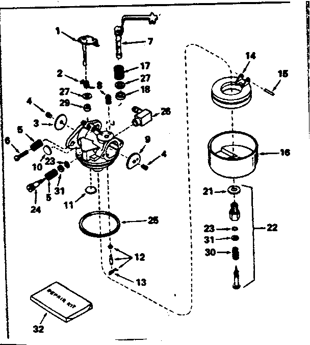 Carburetor No. 631923 Diagram and Parts List for 143754082  Craftsman Engine