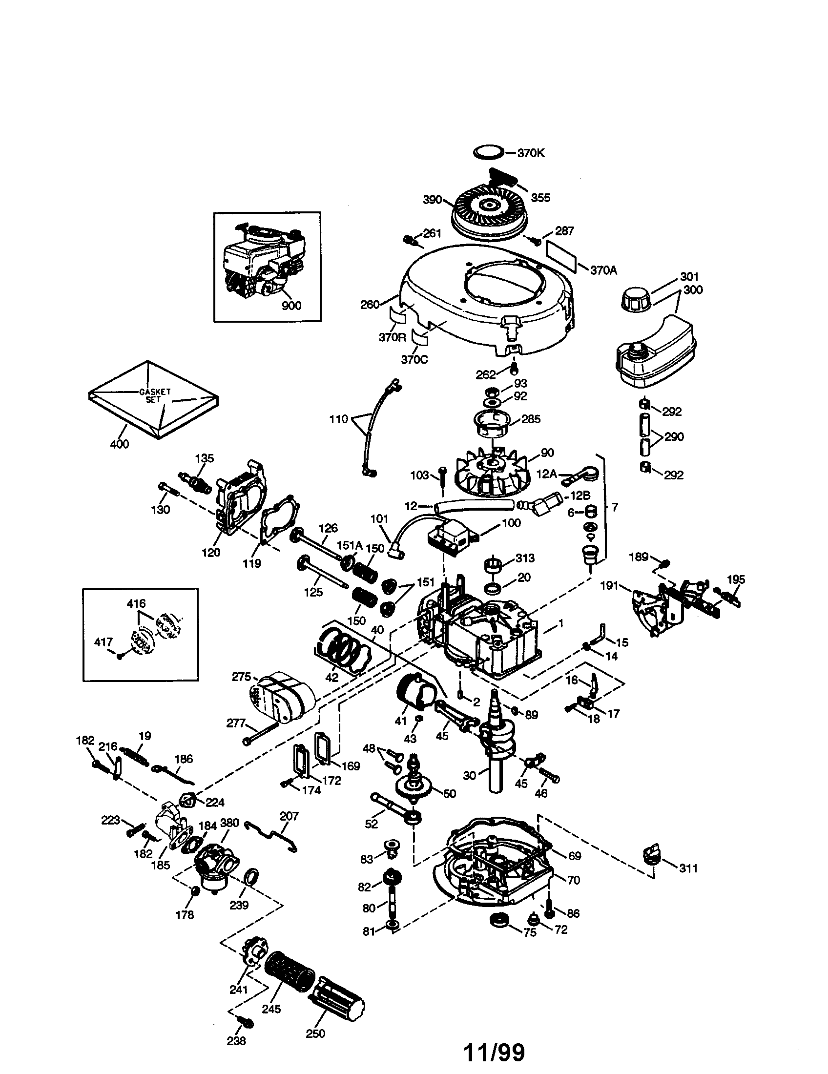 Craftsman 4-cycle Engine Diagram and Parts List for 143004002  Craftsman Engine