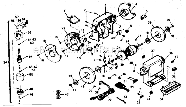 Unit Parts Diagram and Parts List for 257192130  Craftsman Bench Grinder