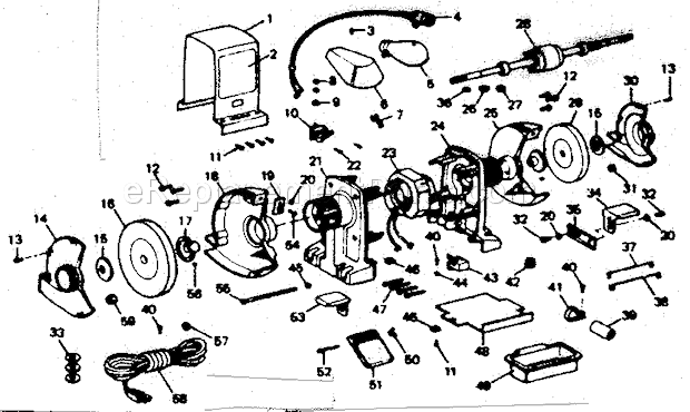 Unit Parts Diagram and Parts List for 257192190  Craftsman Bench Grinder