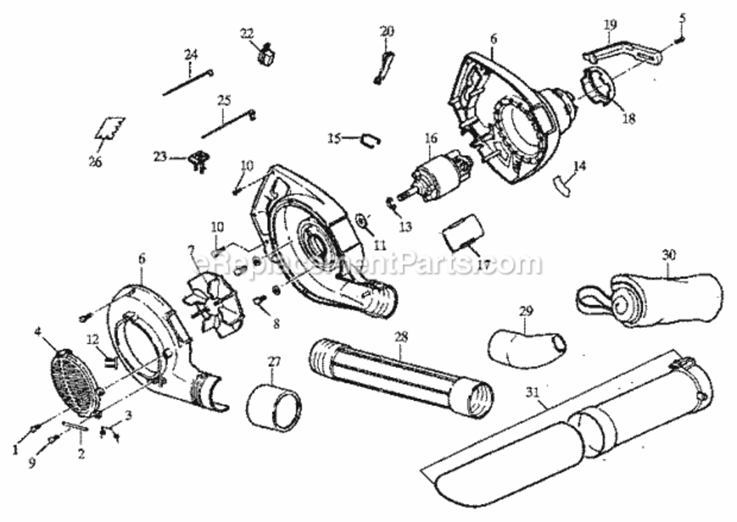 Page A Diagram and Parts List for 257780300  Craftsman Leaf Blower / Vacuum