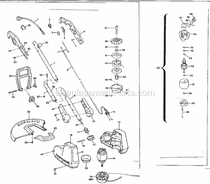 Page A Diagram and Parts List for 257796040  Craftsman Trimmer