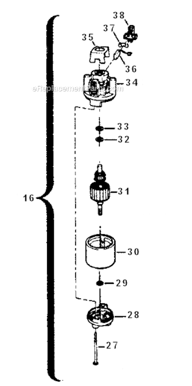 Motor_Assembly Diagram and Parts List for 257796351  Craftsman Leaf Blower / Vacuum