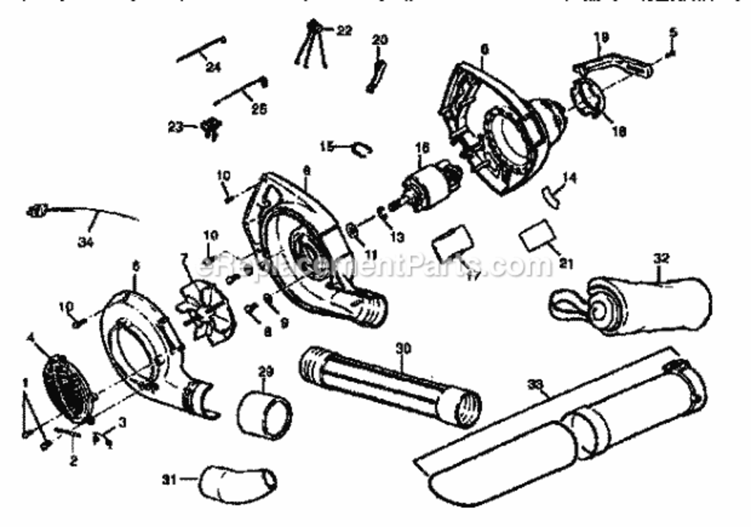 Page A Diagram and Parts List for 257796352  Craftsman Leaf Blower / Vacuum
