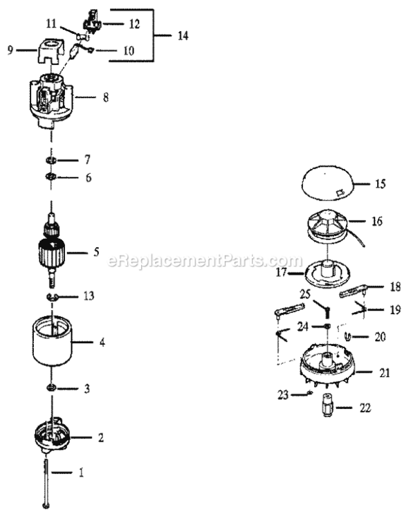 Page B Diagram and Parts List for 257798051  Craftsman Trimmer