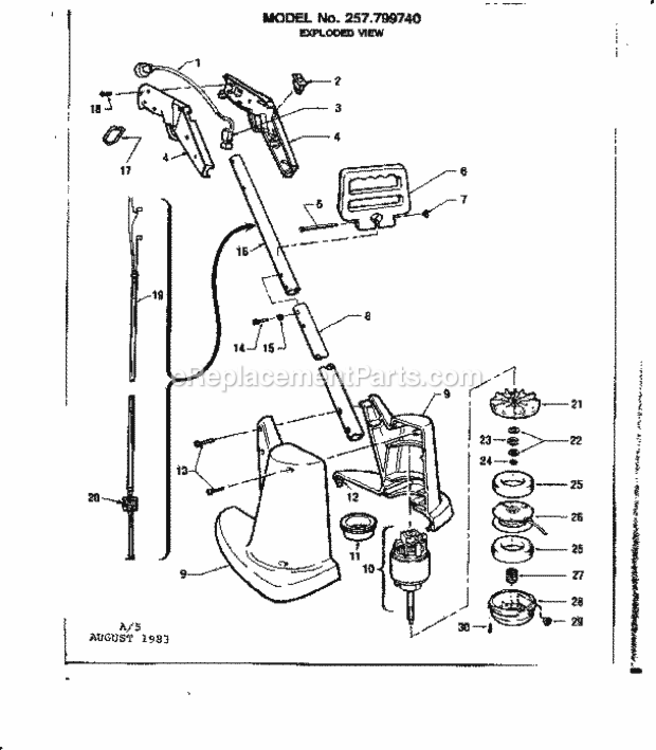 Page A Diagram and Parts List for 257799740  Craftsman Trimmer