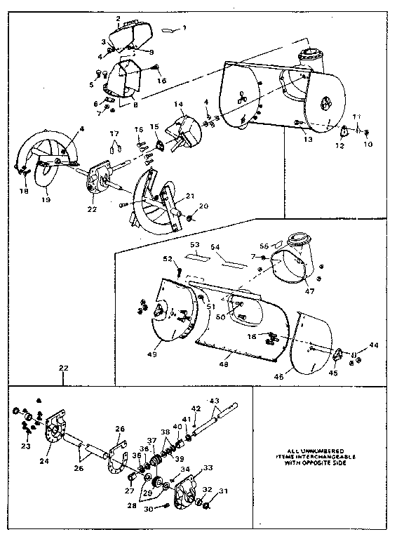 Gear Case Assembly Diagram and Parts List for 8872  Craftsman Snow Blower