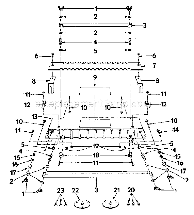 Unit Parts Diagram and Parts List for 25800BOXJOINTTEMPLATE  Craftsman Router