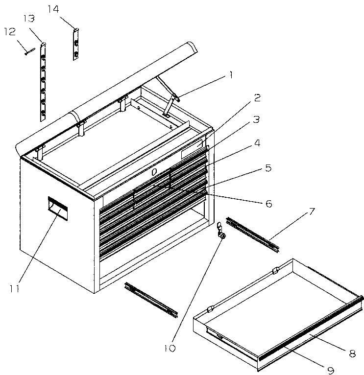 Chest Diagram and Parts List for 706659081  Craftsman Tool Stand & Cart