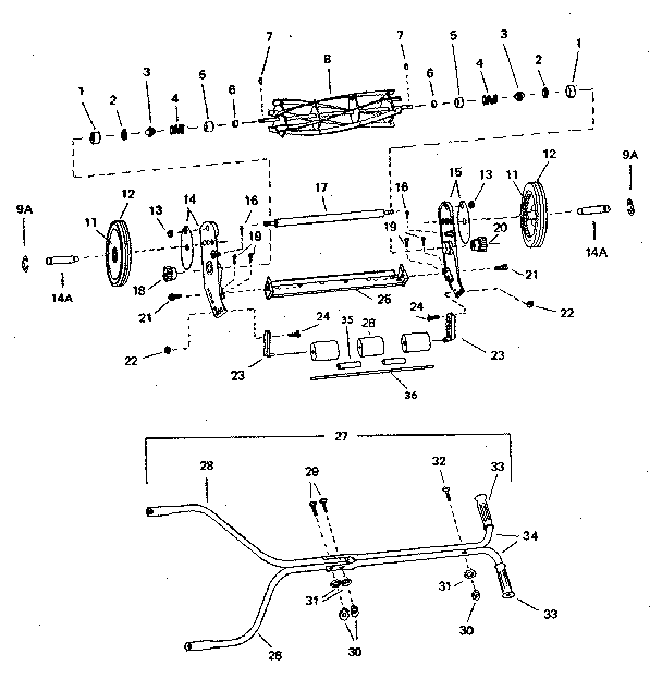 Unit parts Diagram and Parts List for 29191601  Craftsman Lawn Mower