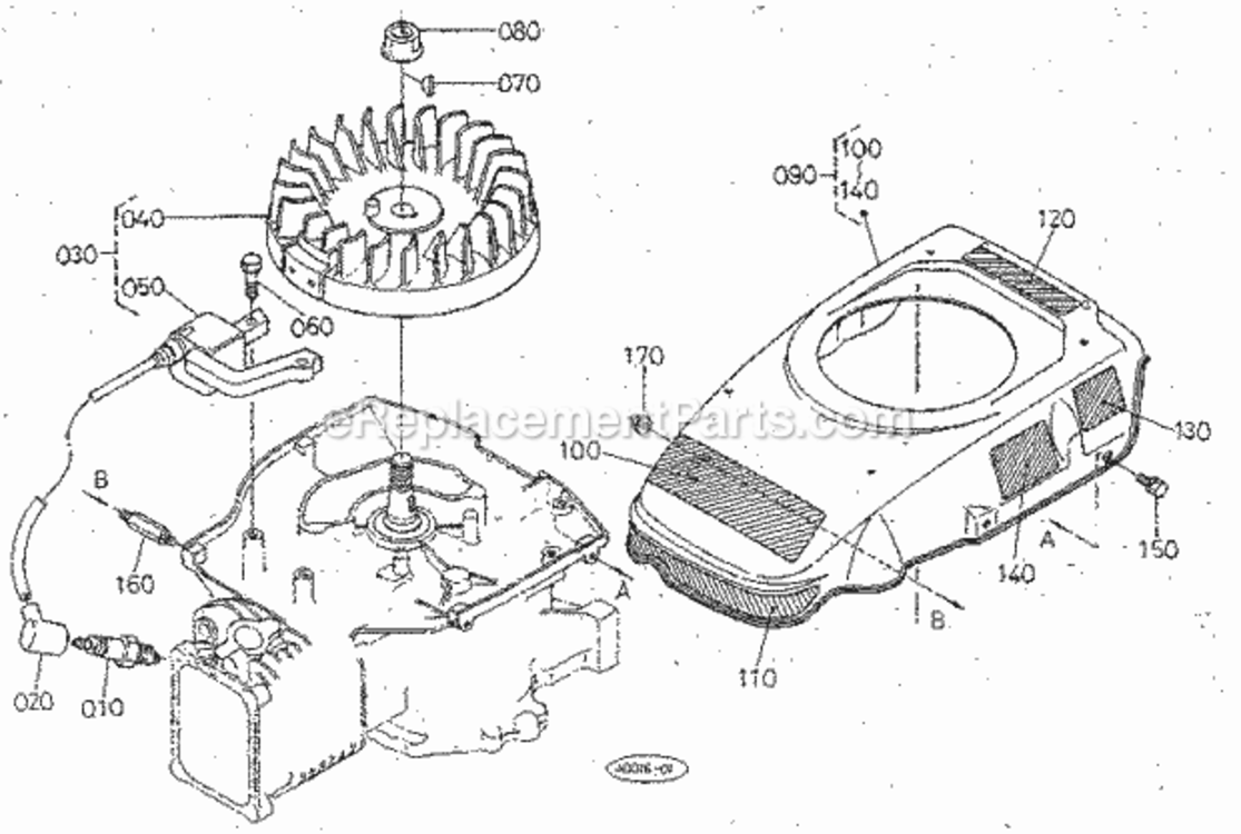 Page J Diagram and Parts List for 25962  Craftsman Lawn Mower