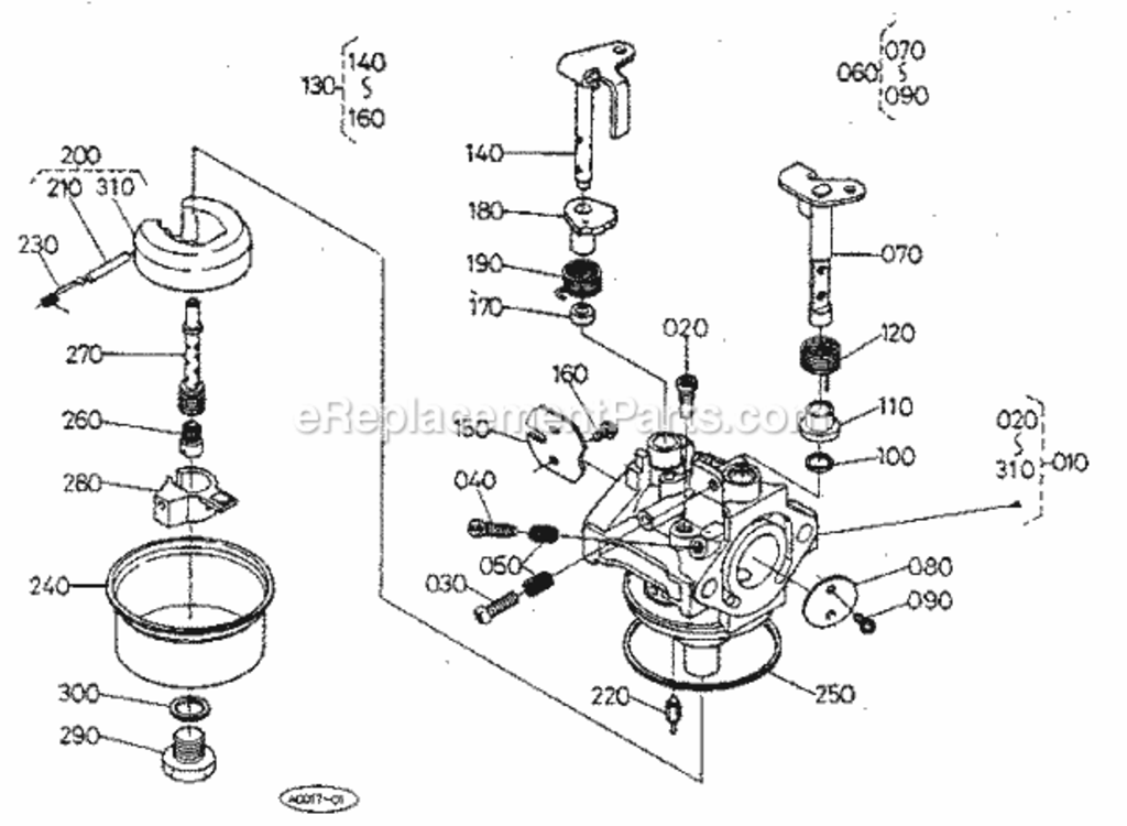 Page K Diagram and Parts List for 25962  Craftsman Lawn Mower