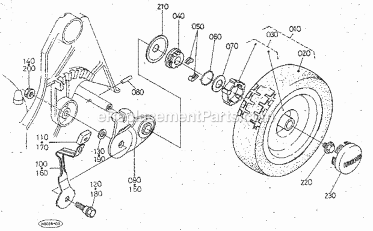 Page R Diagram and Parts List for 25962  Craftsman Lawn Mower