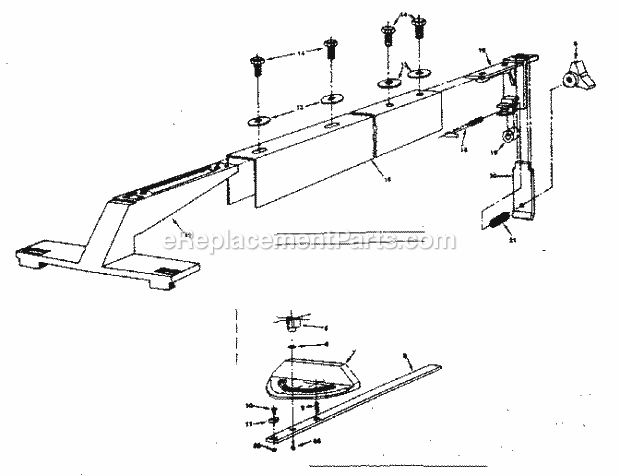 Meter Gauge Assembly Diagram and Parts List for 25965  Craftsman Table Saw