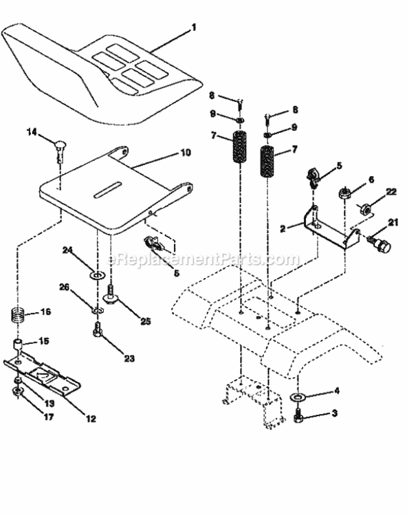 Page F Diagram and Parts List for 25993  Craftsman Lawn Tractor