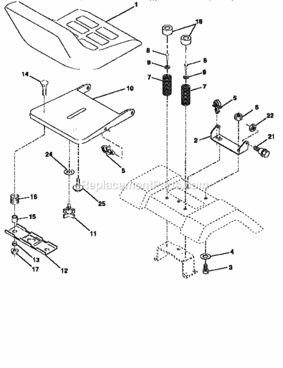 Page E Diagram and Parts List for 25996  Craftsman Lawn Tractor