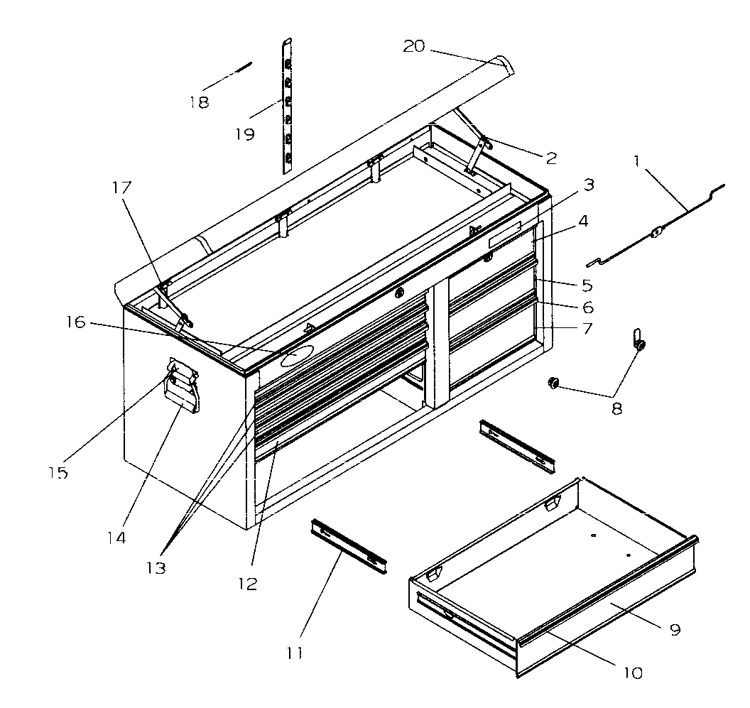 Tool Chest Diagram and Parts List for 706659204  Craftsman Tool Stand & Cart