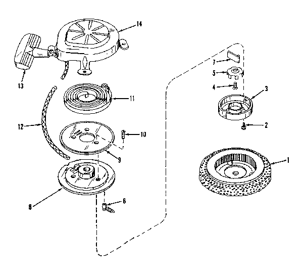 Rewind Starter Diagram and Parts List for 143521121  Craftsman Engine