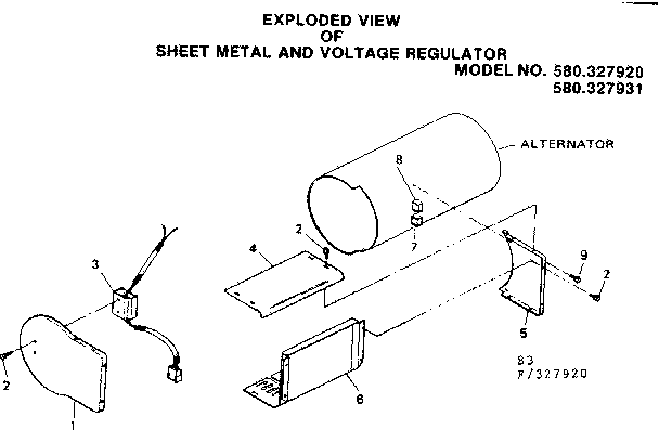 Sheet Metal And Voltage Regulator Diagram and Parts List for 580327931  Craftsman Engine