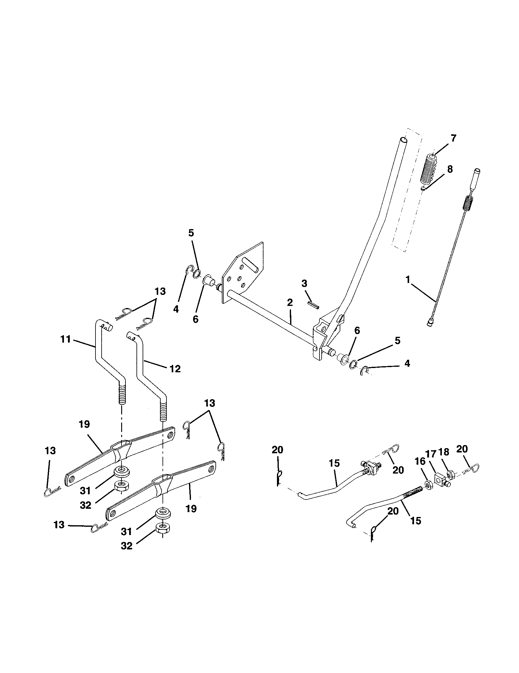 Mower Lift Diagram and Parts List for 917277150  Craftsman Lawn Tractor