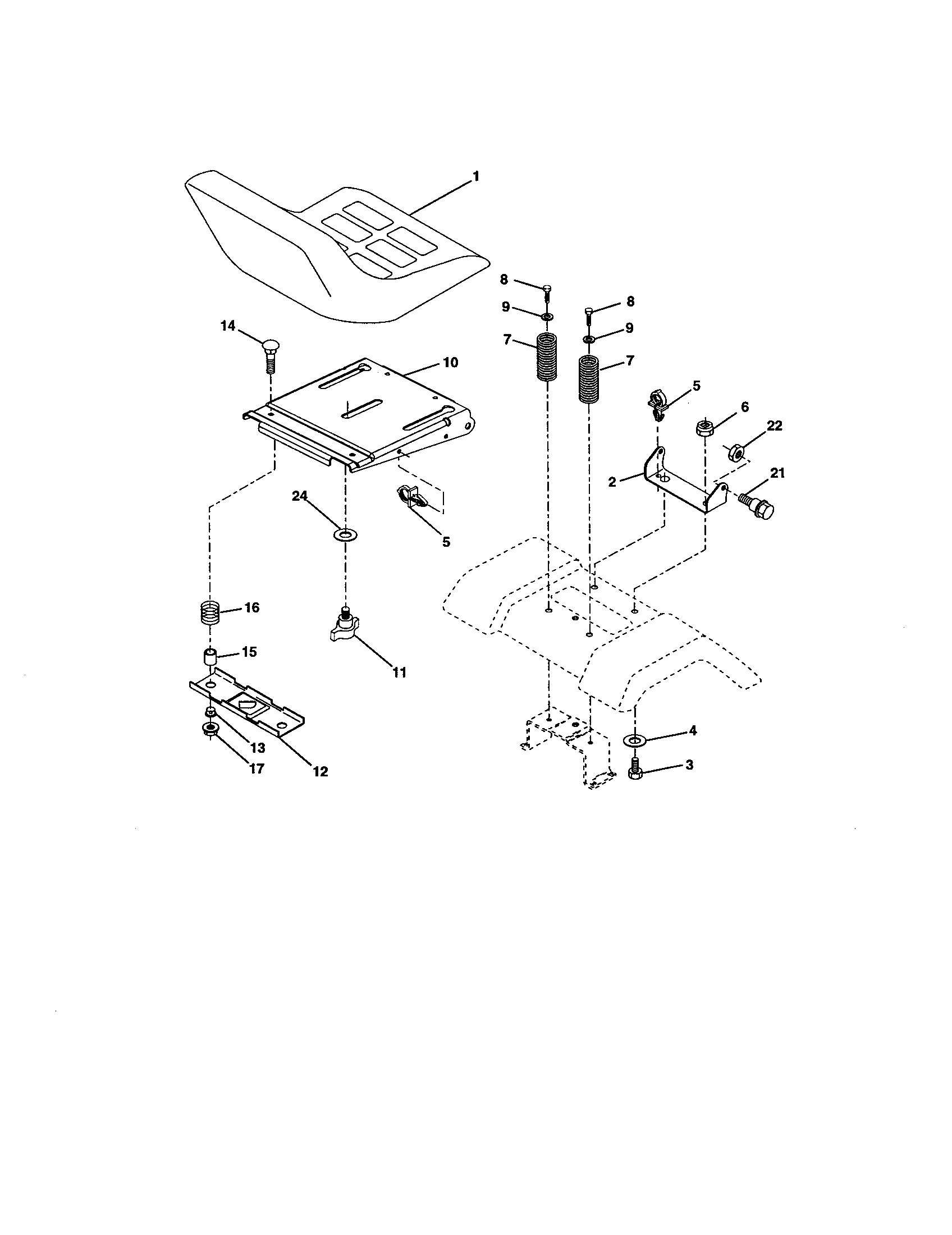 Seat Assembly Diagram and Parts List for 917273142  Craftsman Lawn Tractor