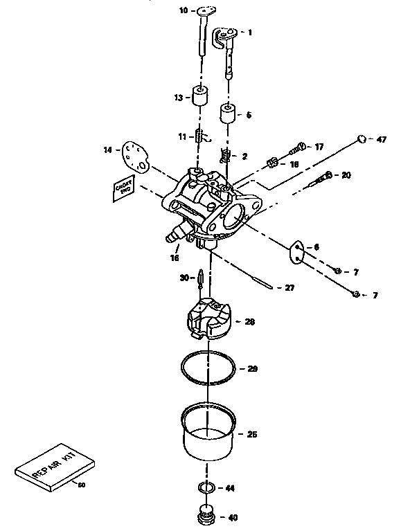 Replacement Parts Diagram and Parts List for 143951602  Craftsman Engine