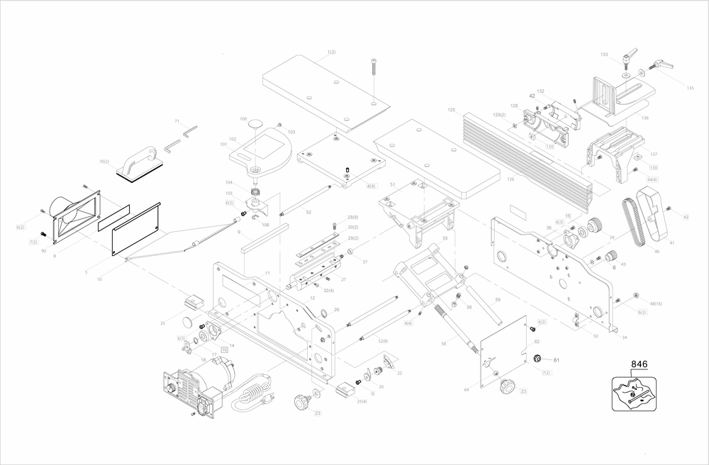 Diagram Diagram and Parts List for CMEW020 Type 1 Craftsman Planer Jointer