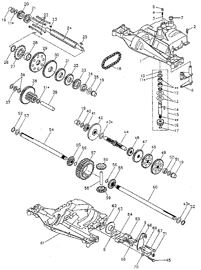Transaxle Diagram and Parts List for 917259730  Craftsman Lawn Tractor