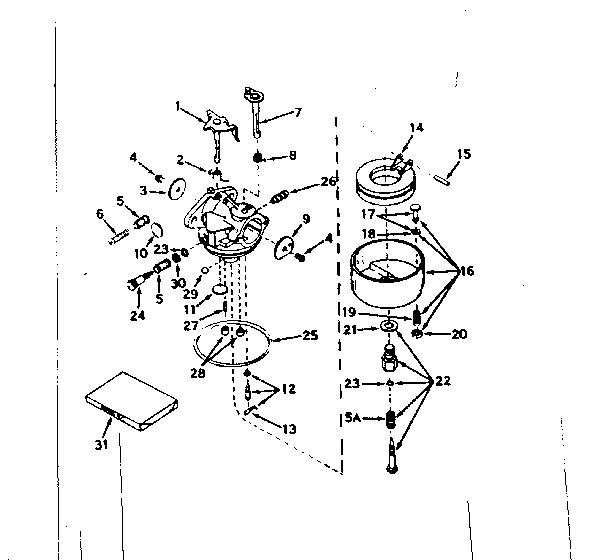 Carburetor Diagram and Parts List for 143566172  Craftsman Engine