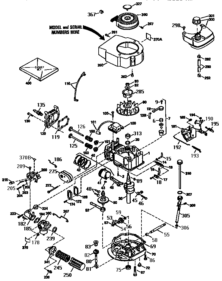 Replacement Parts Diagram and Parts List for 143953802  Craftsman Engine