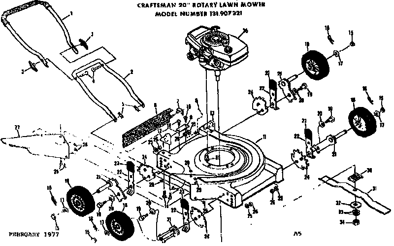 Replacement Parts Diagram and Parts List for 131907321  Craftsman Lawn Mower
