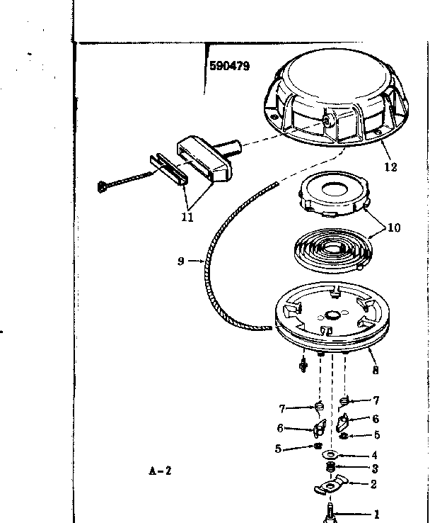 Rewind Starter Diagram and Parts List for 143716012  Craftsman Engine