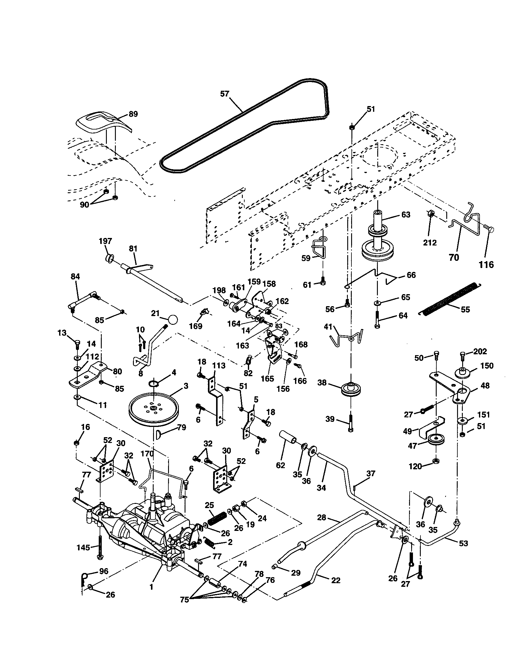 Drive Diagram and Parts List for 917277031  Craftsman Lawn Tractor