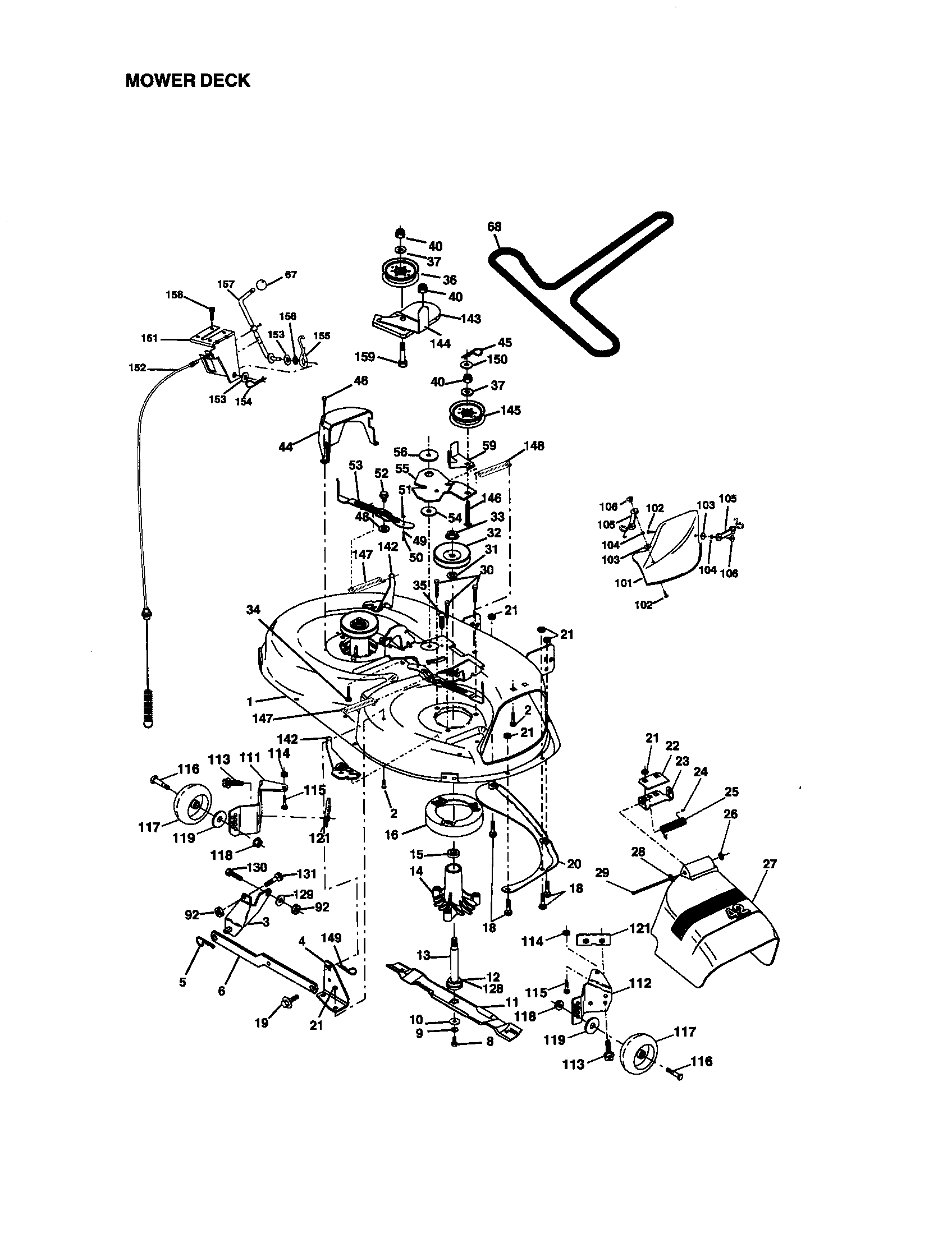 Mower Deck Diagram and Parts List for 917271052  Craftsman Lawn Tractor