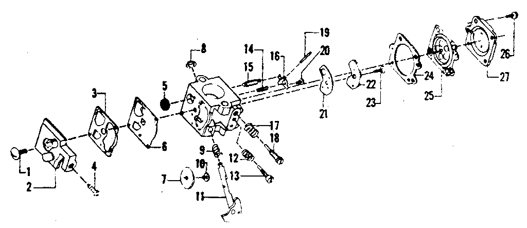 Carburetor Diagram and Parts List for 358798130  Craftsman Trimmer