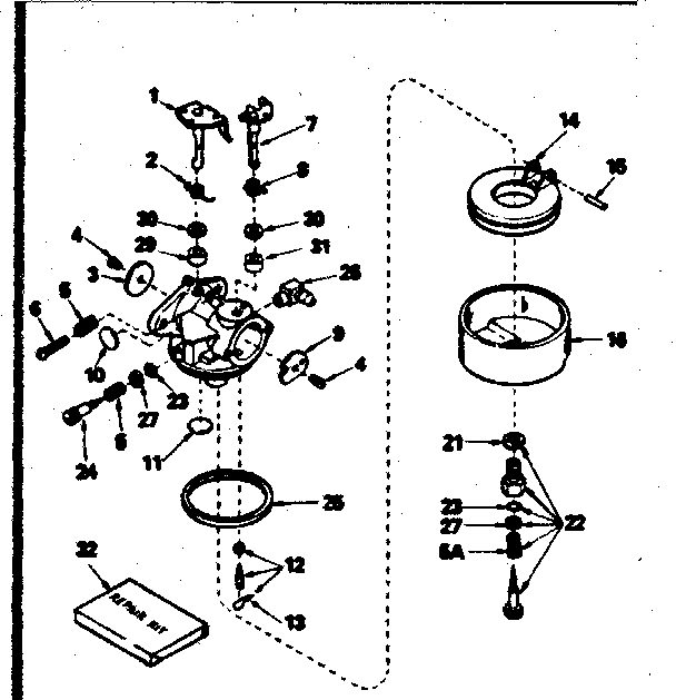 Carburetor No. 631581 Diagram and Parts List for 143374362  Craftsman Engine