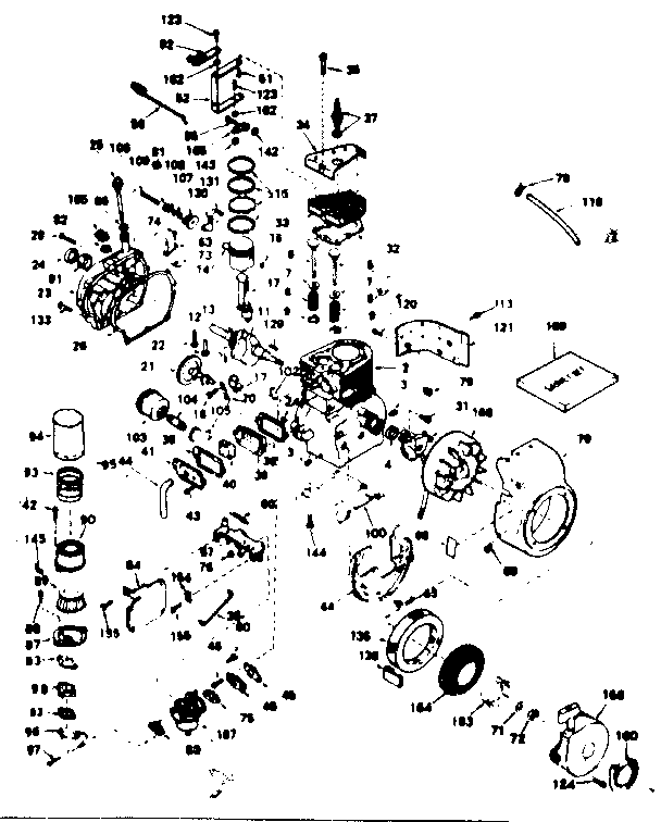 Basic Engine Diagram and Parts List for 143646092  Craftsman Engine