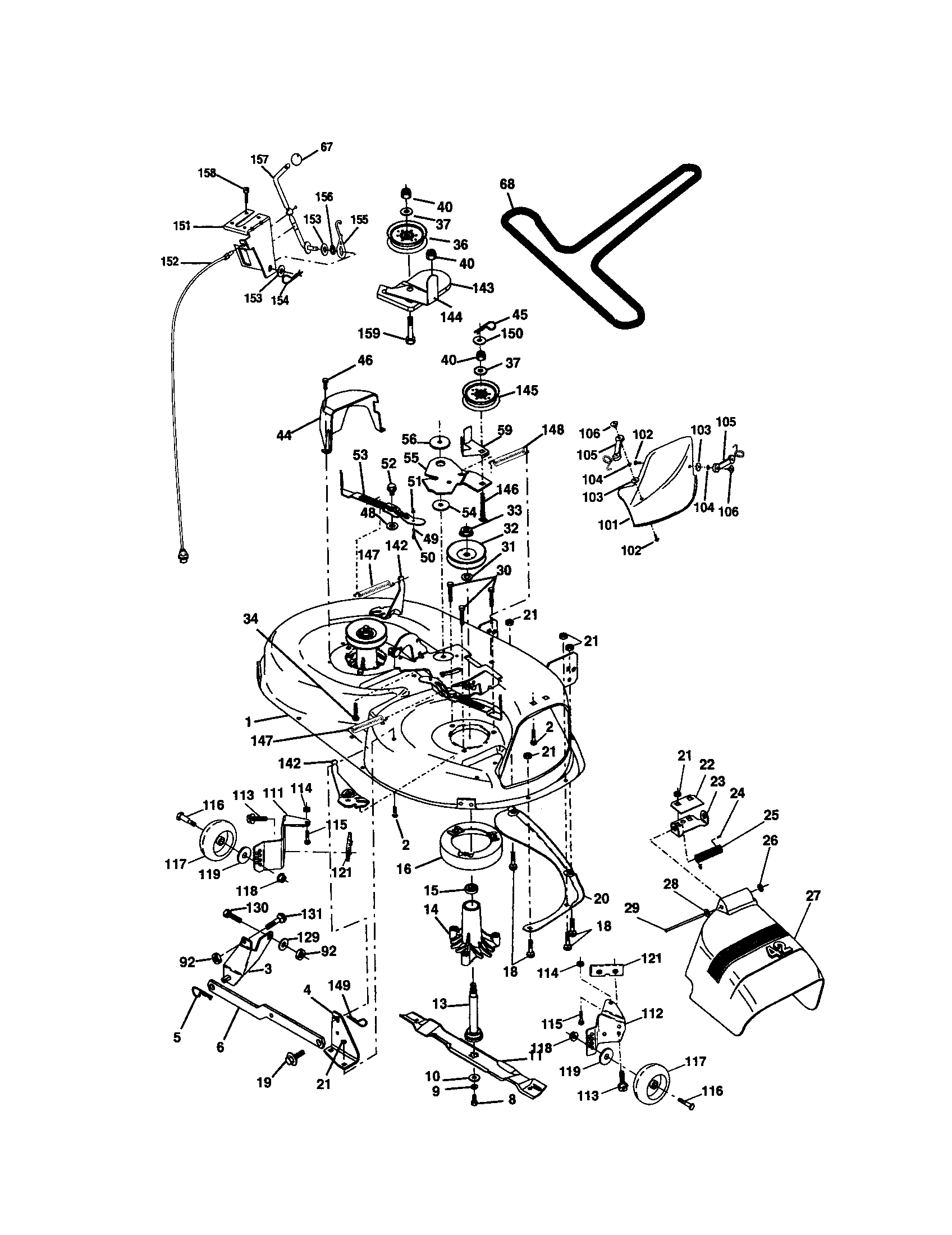 Mower Deck Diagram and Parts List for 917272081  Craftsman Lawn Tractor