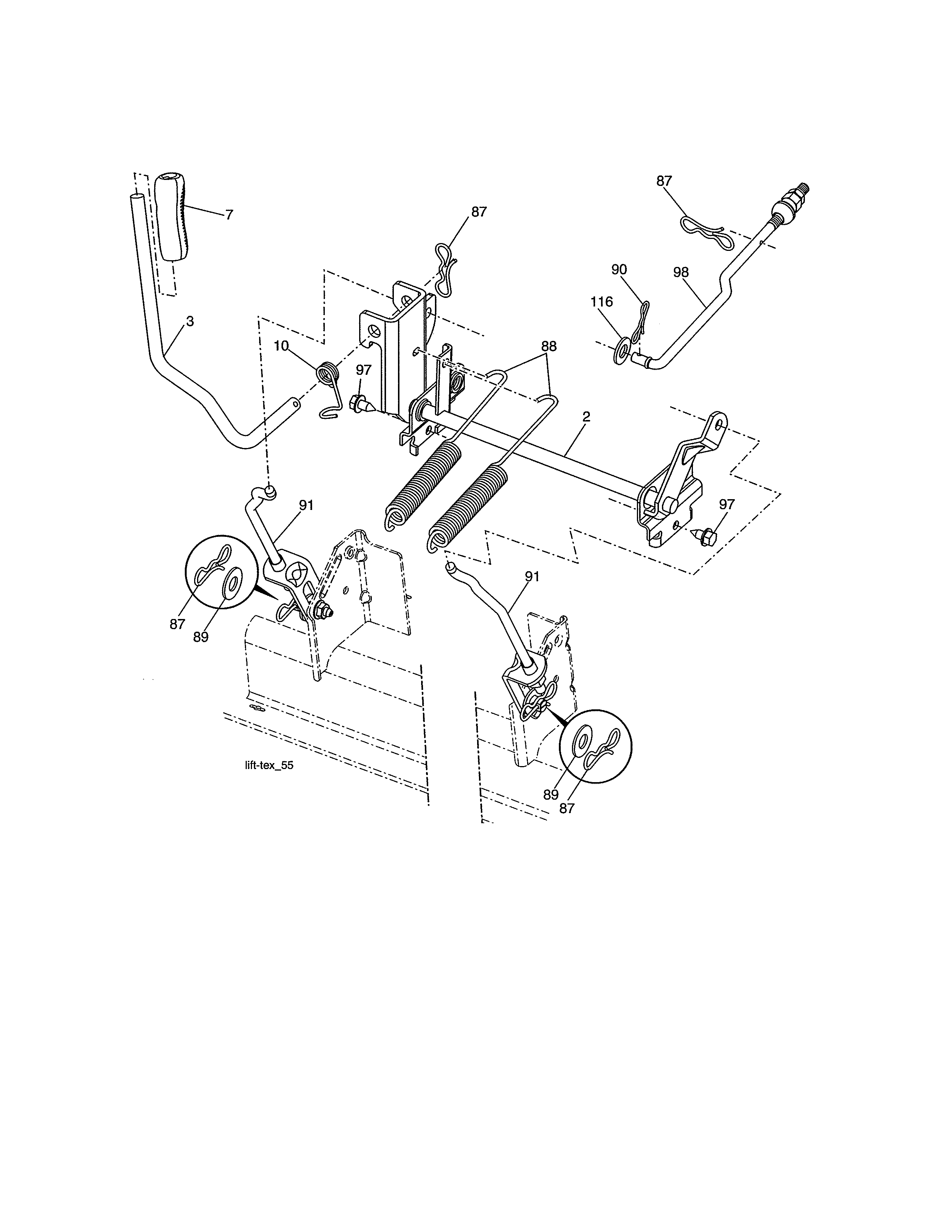 Lift Assembly Diagram and Parts List for 917204080  Craftsman Lawn Tractor