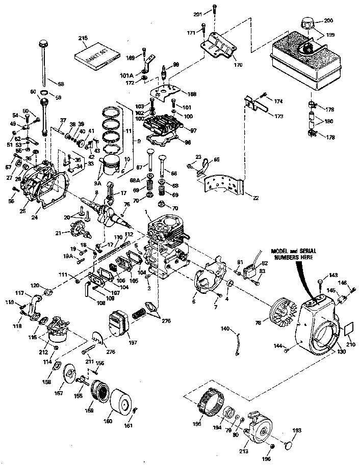 Replacement Parts Diagram and Parts List for 143806152  Craftsman Engine