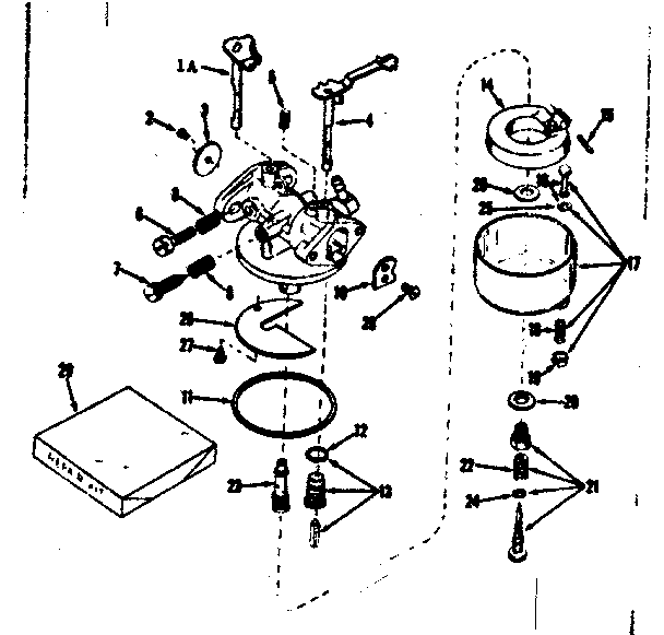 Carburetor Diagram and Parts List for 143534052  Craftsman Engine
