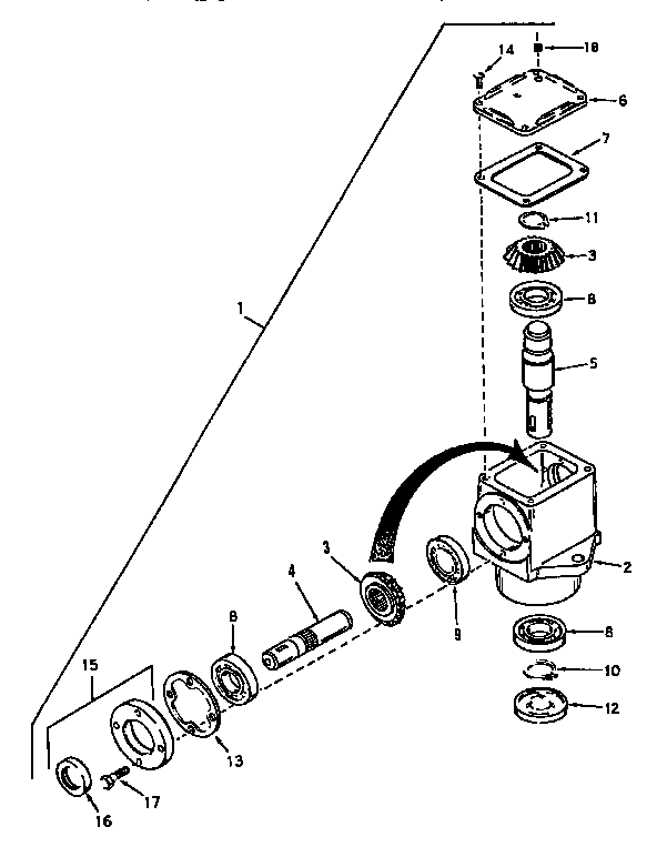 Gear Box Diagram and Parts List for 842240743  Craftsman Snow Blower