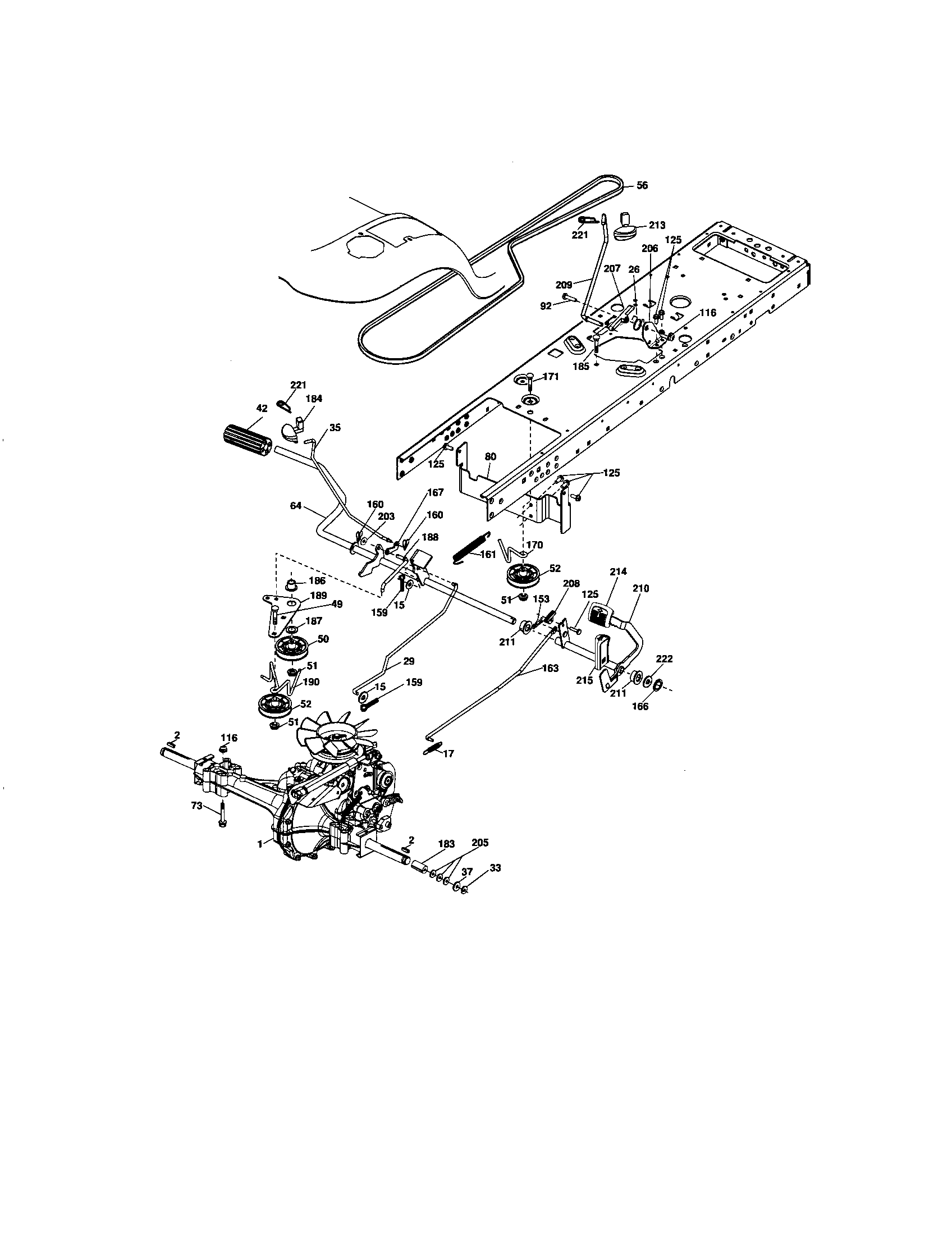 Ground Drive Diagram and Parts List for 917276682  Craftsman Lawn Tractor