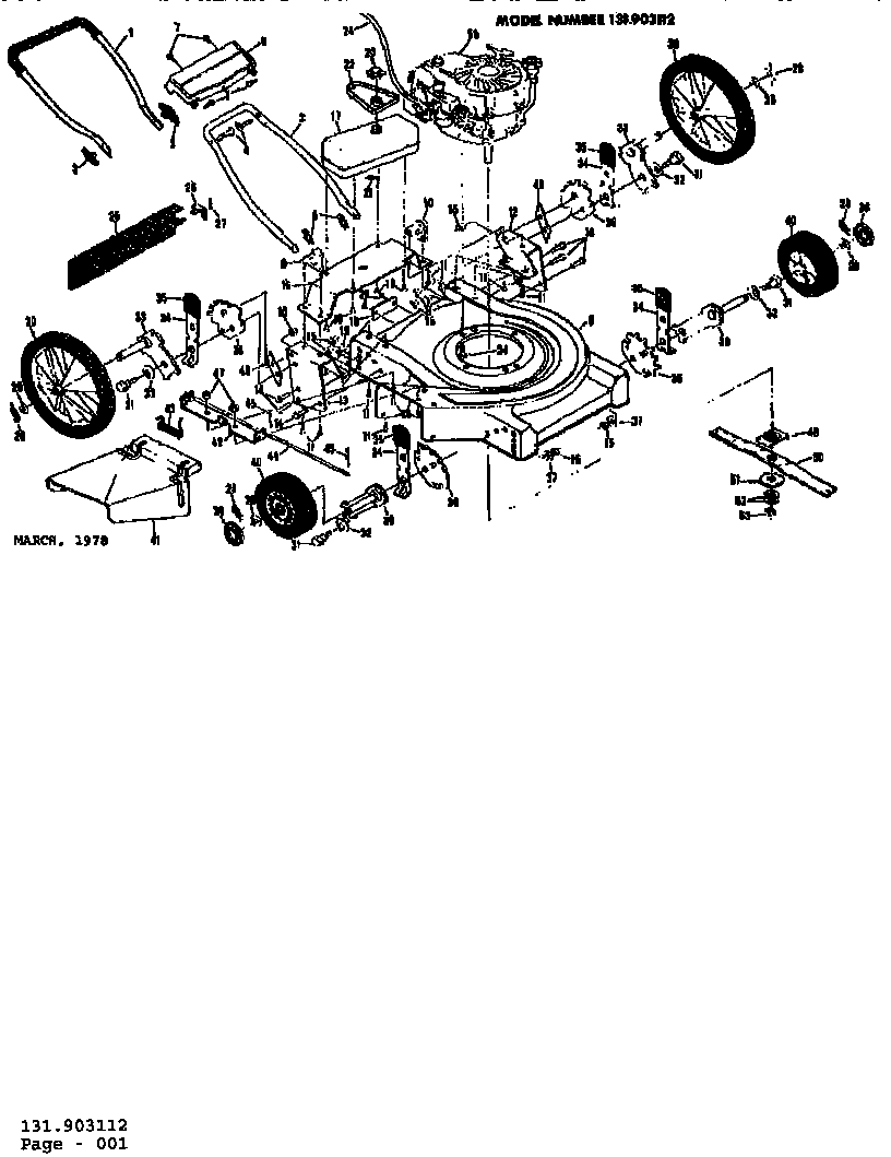 Replacement Parts Diagram and Parts List for 131903112  Craftsman Lawn Mower