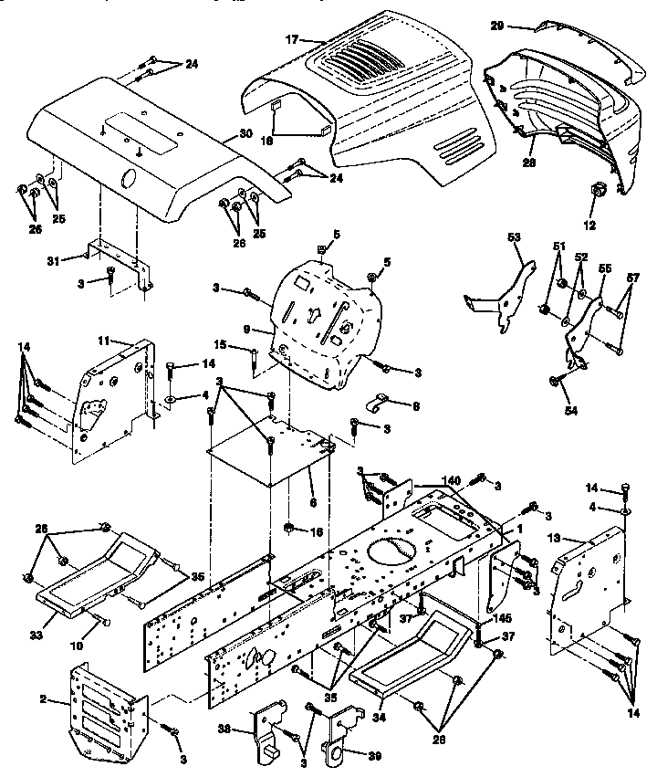 Chassis And Enclosures Diagram and Parts List for 917270621  Craftsman Lawn Tractor