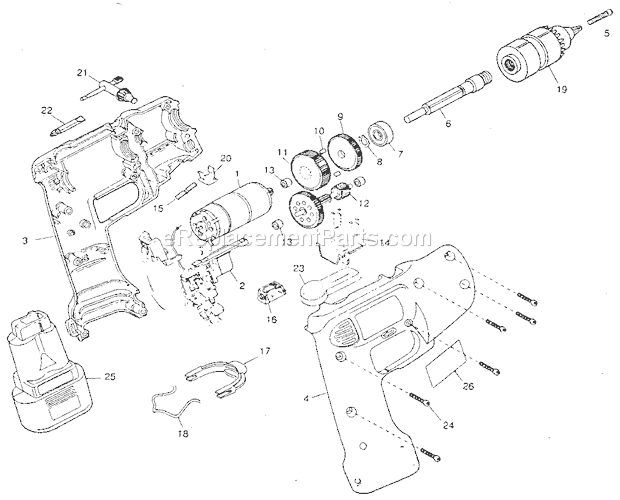 Unit Parts Diagram and Parts List for 27027  Craftsman Cordless Drill