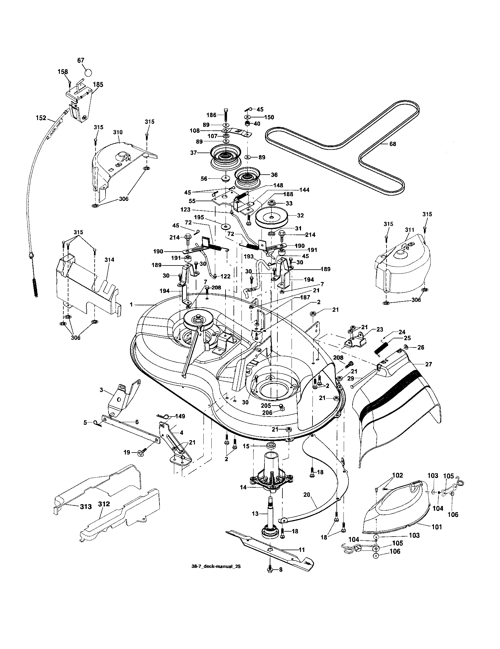 Mower Diagram and Parts List for 917254691  Craftsman Lawn Tractor