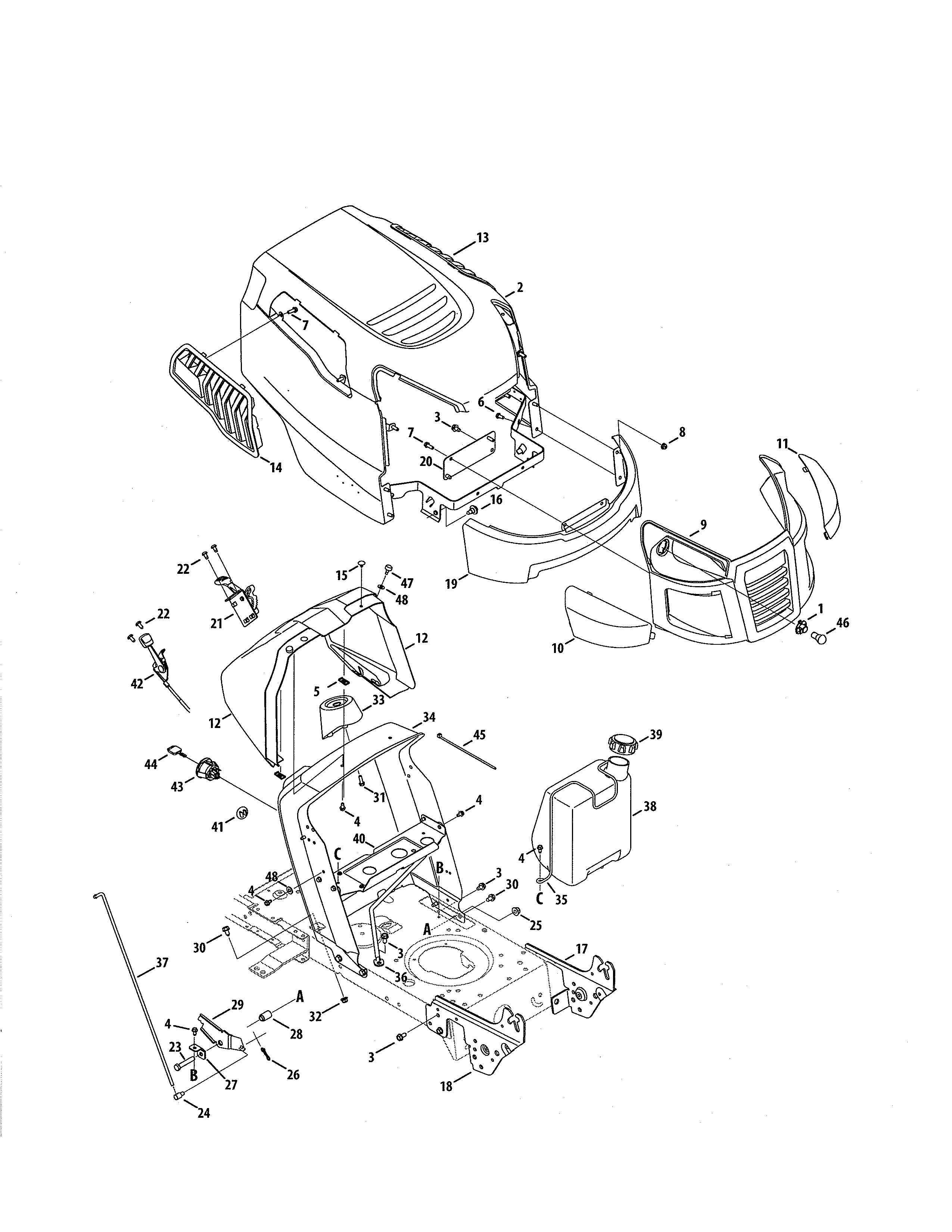Bumper & Hood Diagram and Parts List for 247288840  Craftsman Lawn Tractor