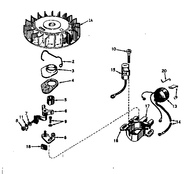 Magneto No. 610690a Diagram and Parts List for 143161172  Craftsman Engine