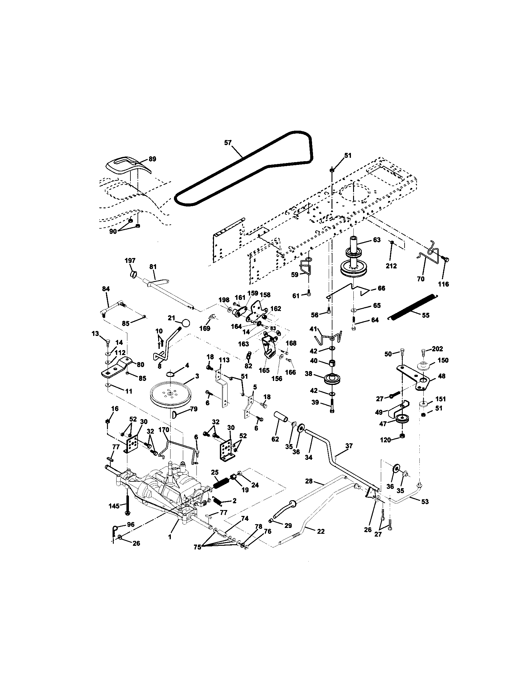 Ground Drive Diagram and Parts List for 917271732  Craftsman Lawn Tractor
